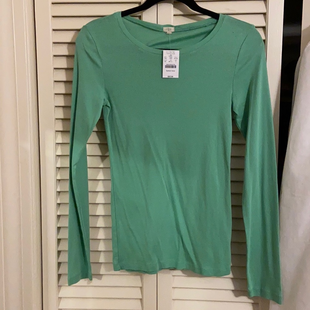 J Crew Green crew neck long sleeve shirt size small - NWT